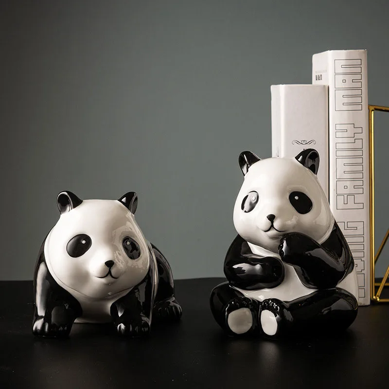 Китайская ретро-Статуэтка панды скульптура в виде животного аксессуары для