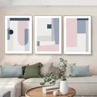 Розовая многоугольная Геометрическая Картина на холсте, Постер, абстрактный минималистичный принт, украшение, настенные картины для декора гостиной