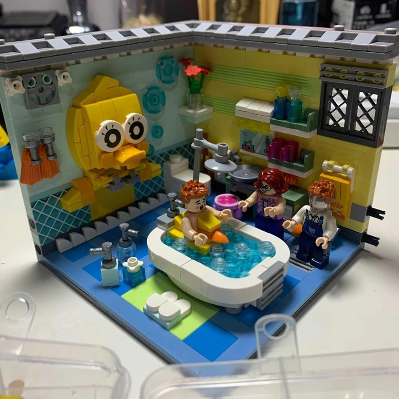 LOZ 1904 городской уличный домик угловая душевая кабина Модель 3D 592 шт. Сделай Сам