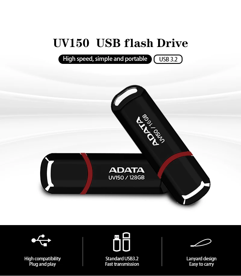 ADATA USB 3.2 Gen 1 Black Memory Stick 32gb 64gb 128gb 16gb High Speed Portable Pendrive UV150 Storage Disk For Computer 500gb usb stick