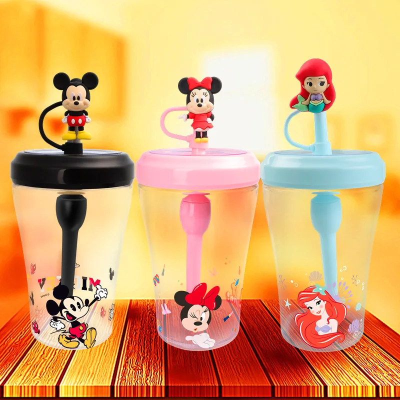 

Disney Children's Sstraw Cup 3D Doll Cartoon Male And Female Baby Cute Creative Birthday Gift large Capacity Student Home