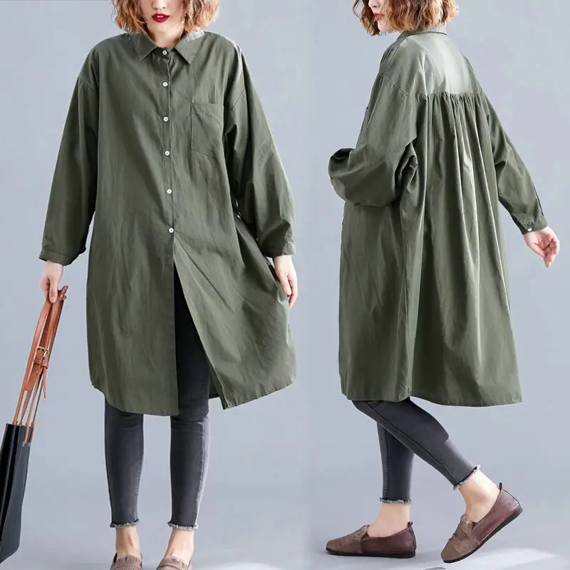 Женский осенний кардиган средней длины из хлопка и льна свободный однотонный