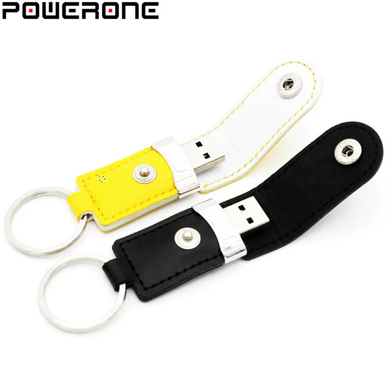 POWERONE металлический кожаный брелок Флешка usb флэш накопитель 64 ГБ 32 8 2 0