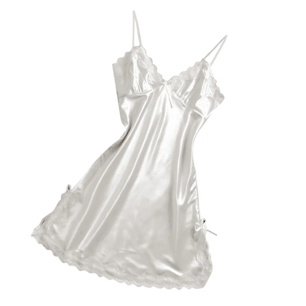 

Satin Bodydoll Lingerie Chemise Nightgown Strappy Full Slip Sleepwear White