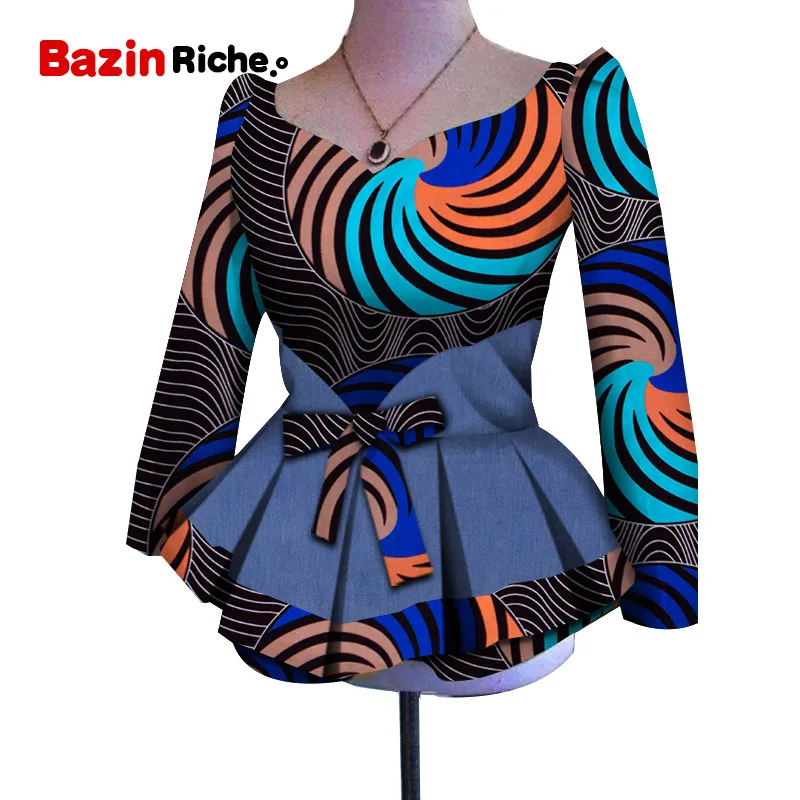 Модная Новая африканская Дашики женская одежда Bazin Riche модные элегантные многослойные рубашки Анкара африканские женские топы WY5092