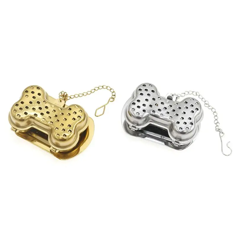 

Bone Shape Tea Strainer Infuser Loose Leaf Locking Spice Filter Reusable Gadget E5BB