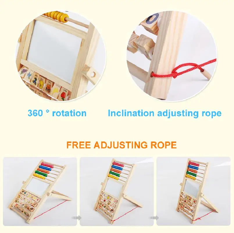 

Montessori Educational Kids Toys Wooden Multifunction Abacus Learning Stand Counting Cognition Board Early Educational Math Toy