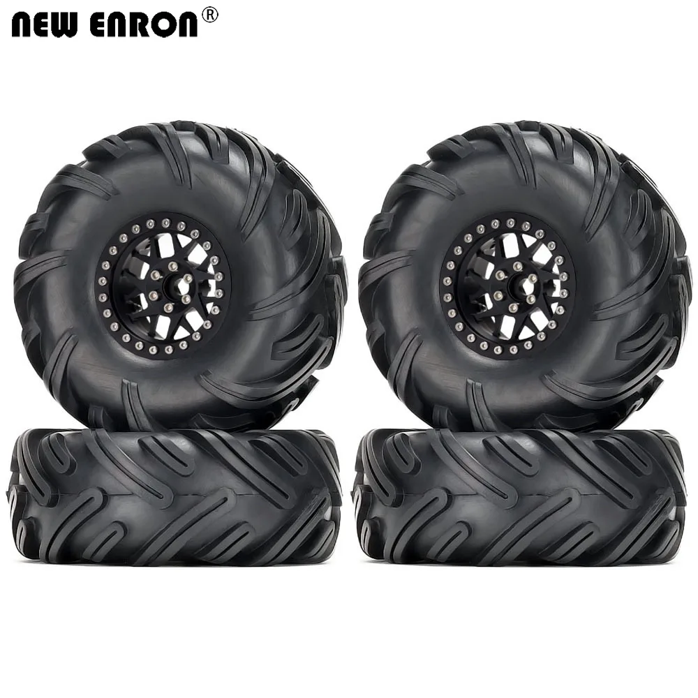 

NEW ENRON 4Pcs Alloy 2.2" Beadlock Wheels Rim & Rubber Tires for RC Car 1/10 Axial SCX10 90046 RR10 Wraith 90048 Traxxas TRX-6