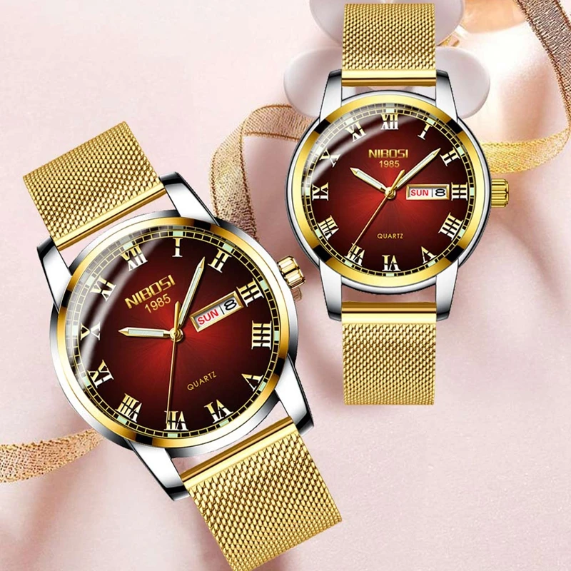 Часы наручные NIBOSI для мужчин и женщин брендовые водонепроницаемые элегантные из