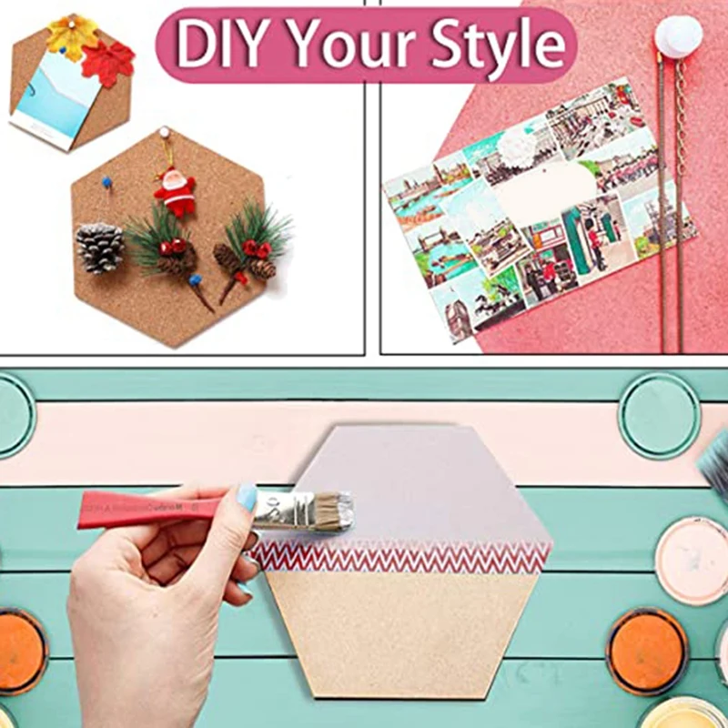 

6Pcs Hexagon Cork Board Tiles Self Adhesive Thick Corkboards for Wall Memo Boards Pin Board Decorative Bulletin Board