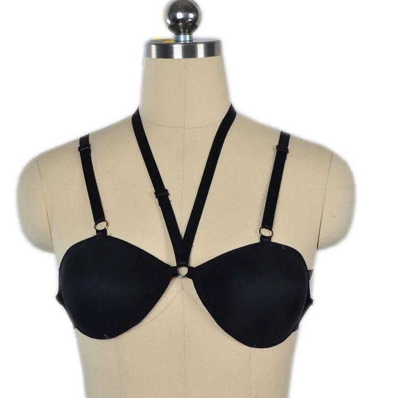 

Womens Black Body Harness Cage Cupless Bra Lingerie Erotic Bondage Club Burlesque Dancer Goth Crop Tops Cage Harness Lingerie