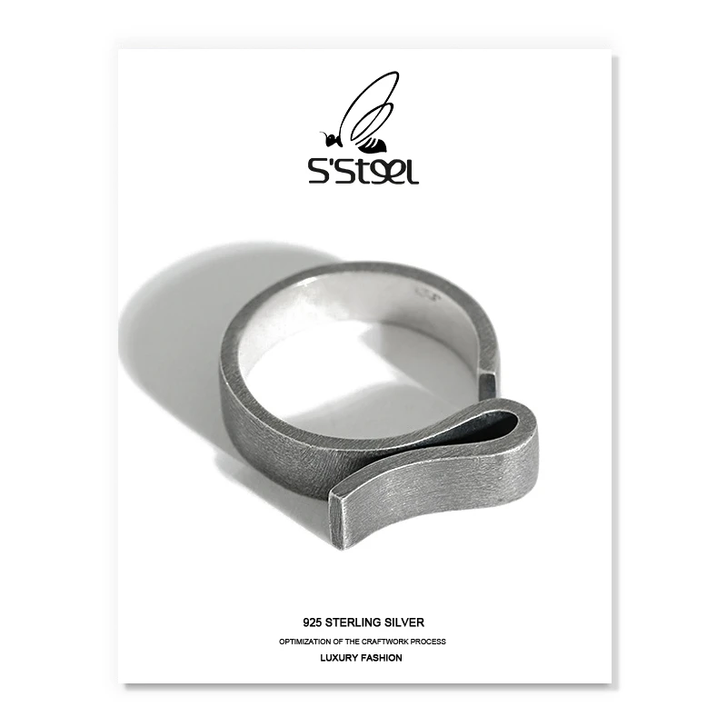 

S'STEEL Korean Rings 925 Sterling Silver For Women Designer Minimalist Vintage Geometric Ring Sortijas De Plata De Ley Jewelry