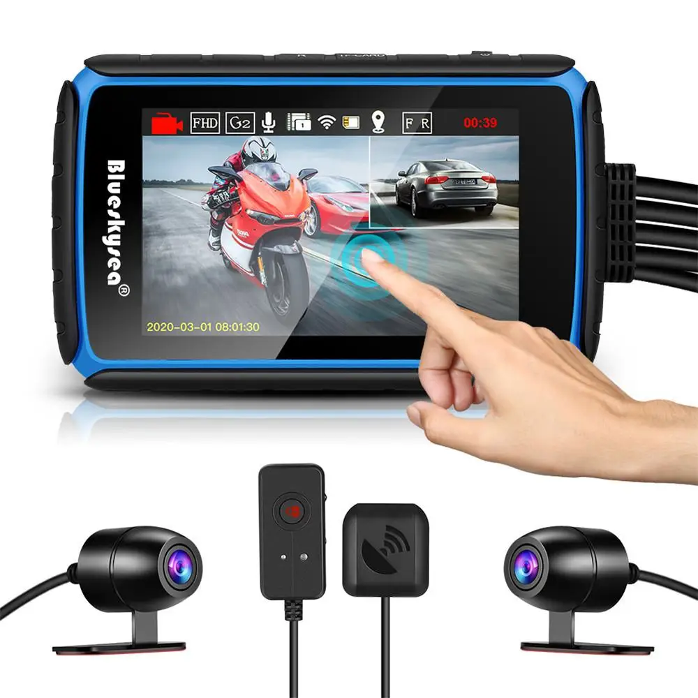 

Видеорегистратор для мотоцикла DV988, GPS, WiFi, камера с сенсорным экраном, двойной объектив 1080P, велосипедный видеорегистратор, водонепроницаем...