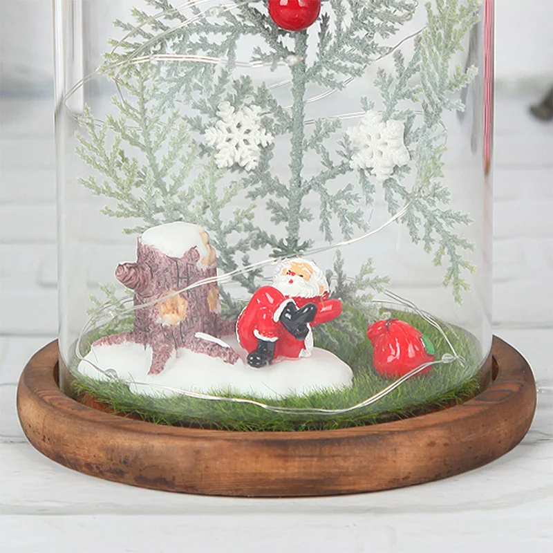 

Miniature Christmas Tree in Glass e Ornaments & Presents with Light String Light Wedding Garland LED Lamps for Christmas Crafts
