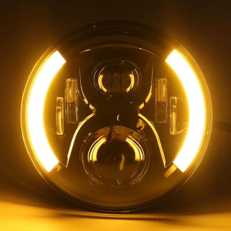 

7"Inch 60W Motorcycle LED Headlight Assembly with Halo H4 High Low Beam with Amber Turn Signal for Motorcycles LED Headlamp