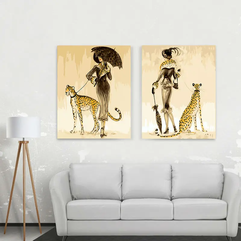 Сделай Сам картинки для раскраски по номерам с цветами Женщина и картина