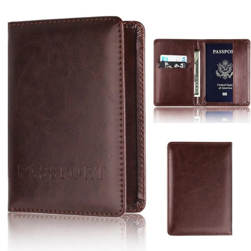 

PU Leather Passport Protective Cover Travel Passport Wallet Women Men Passport Cover Portable Document Case Card Holder