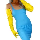 Экстра длинные кожаные перчатки 35 ''90 см Искусственная кожа тканевые чехлы для сидений из искусственного овчины банан желтый Для женщин перчатки Вечерние вечернее WPU332