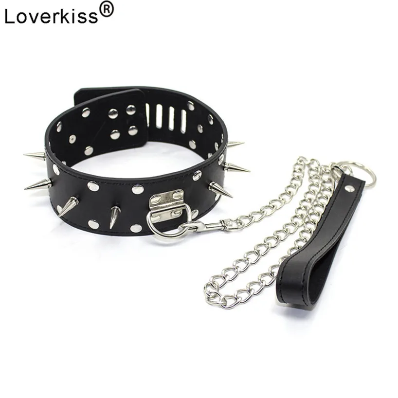 Секс-игрушки Loverkiss под контролем ошейник и поводок для БДСМ металлический в стиле