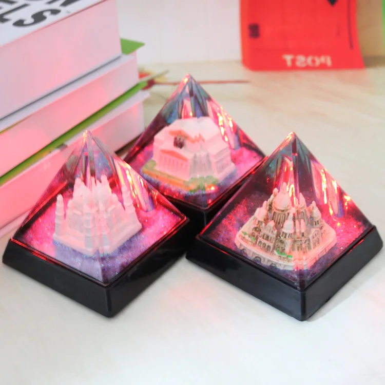 Светодиодный цвет светильник световой пирамиды музыкальная шкатулка ручка