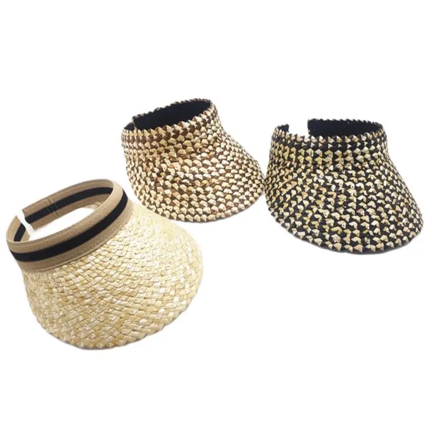 

Summer Empty Top Straw Hat Men Women Seaside Holiday Beach Hat Outdoor Sports Sun Visor Hat Panama Hat