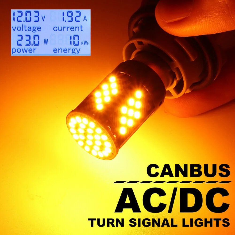 

2pcs Car Turn Signal Reverse Light Bulbs 50mm*20mm*15mm 23W Amber 1156 BA15S LED 70SMD 2016 Chip