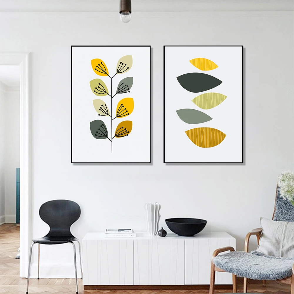 

Minimalist Abstract Plant Leaves Wall Art Canvas Painting Nordic Posters and Prints Wall Pictures for Living Home Decoration