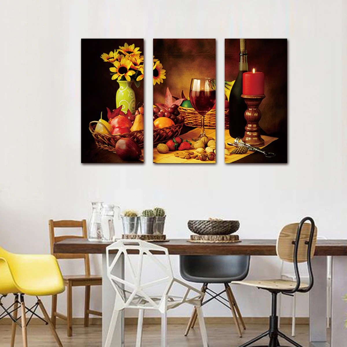 Gift Painting 3pcs Modern Home Canvas Decor Art Fruits Red Wine Office