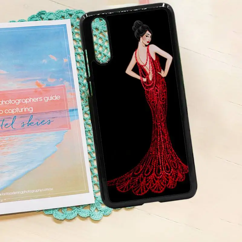 

Fashion girl dress red cover Phone Case PC for iPhone 11 12 pro XS MAX 8 7 6 6S Plus X 5S SE 2020 XR