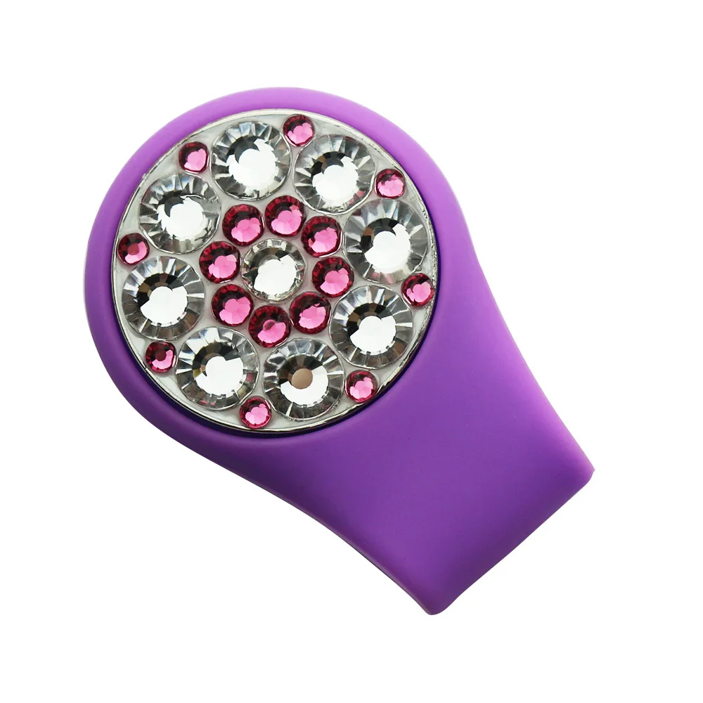 purple cap clip Crystal Golf Ball Marker Наборы клипов для шляп для гольфа 1 шт. Маркер для гольфа и 1 шт. Силиконовые клипсы для гольф-клюшек Лучшие подарки для женщин-гольфистов - Цвет: purple cap clip