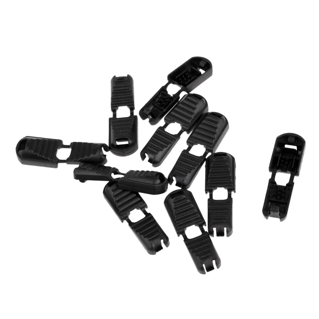 

MagiDeal 10 PCS Hard Nylon Zip Pulls Cord Rope Ends For Lanyard, DIY Replacement Zipper Fixer Black, Lightweight Accessories