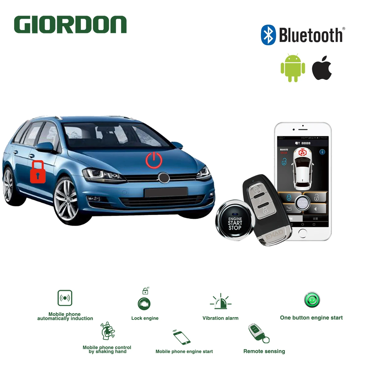 Универсальный БЕСКЛЮЧЕВОЙ вход PKE комфортная система ios Android APP телефон