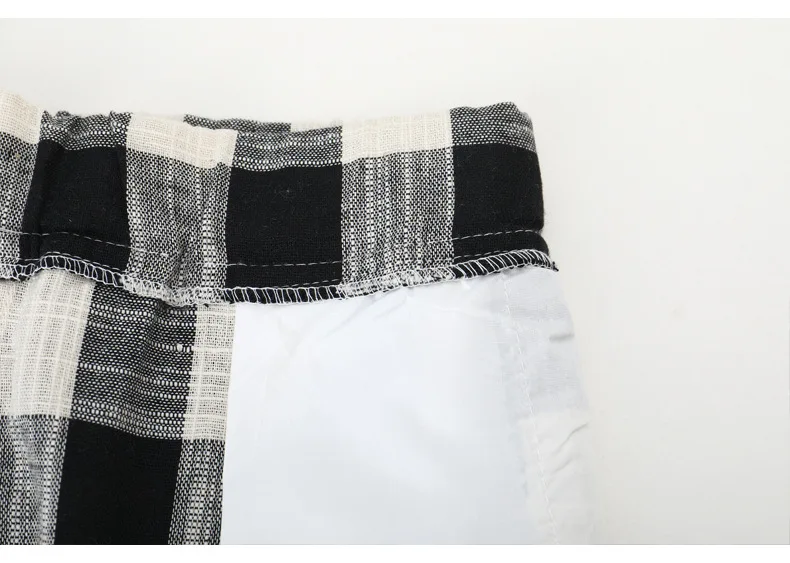 

Summer New Cotton Linen Casual Shorts Men Grid Hot Mens Bermudas Shorts Comfortable Male Beach Shorts