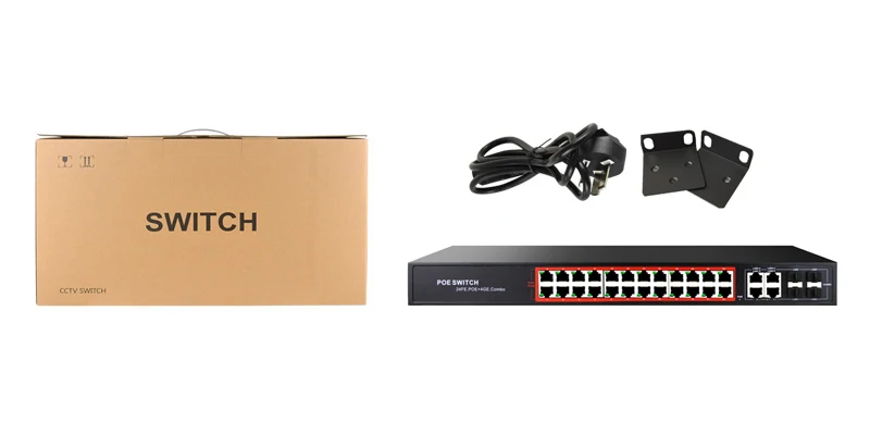 Коммутатор с 24 портами Gigabit PoE и скоростью передачи 10/100 Мбит/с/коммутатор Ethernet для