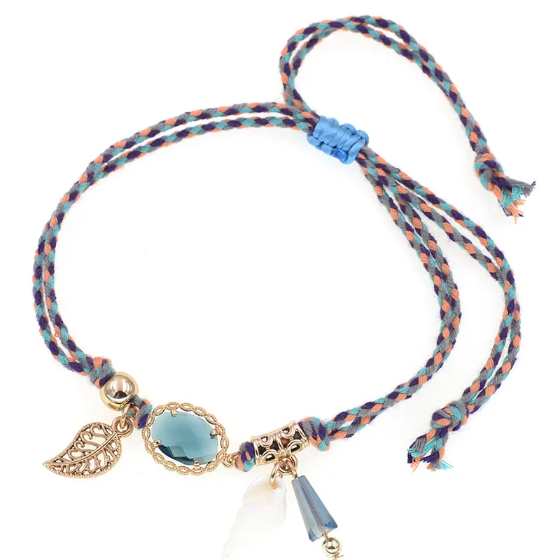 WELLMORE ручной работы богемный браслет на лодыжку цепочка-браслет в виде веревки