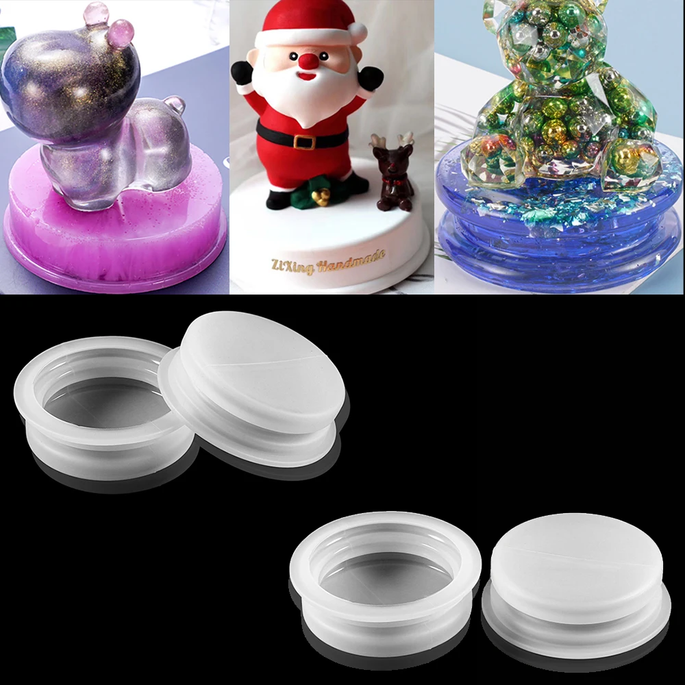 

1pcs Crystal Multi-using Ornament Base Doll Round Dish Tray Silicone Epoxy Resin Mould for DIY Crafts Decor Jewelry Making Tool