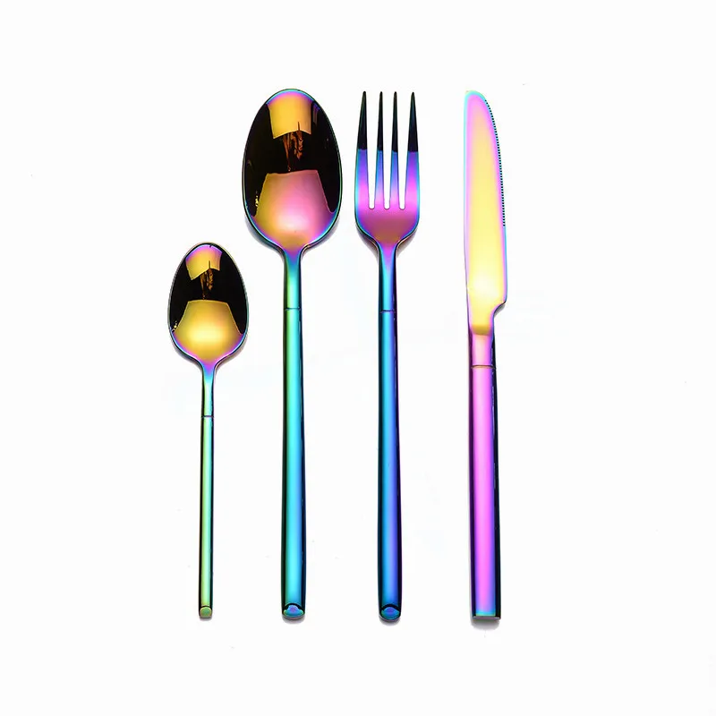 

Gold Tableware Set Cutlery Set Stainless Steel Rose Gold 4Pcs Dinnerware Set Forks Spoons Knife Food Grade Luxury Flatware Set