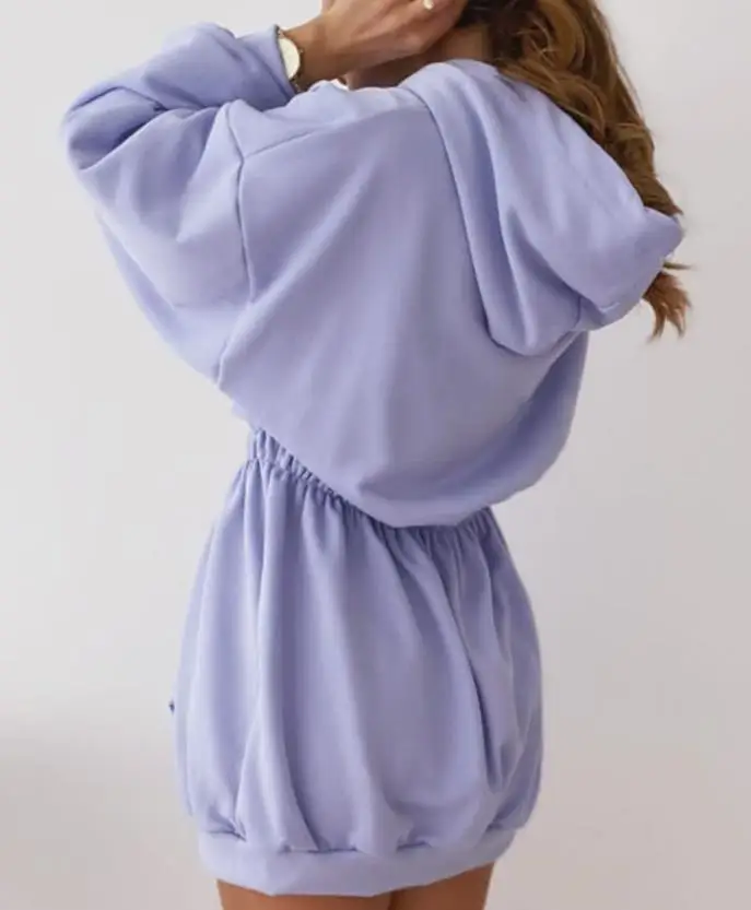 

Women's Casual Long Sleeve Mini Dress Drawstring Wasit Dress Lady Hooded Sweatshirts Dress Women Spring Autumn Bodycon Sundress