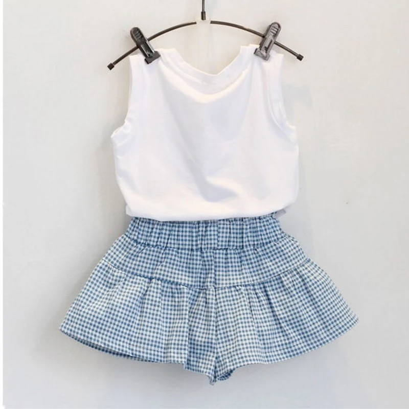 Модный комплект одежды для девочек рубашка с коротким рукавом и короткая юбка