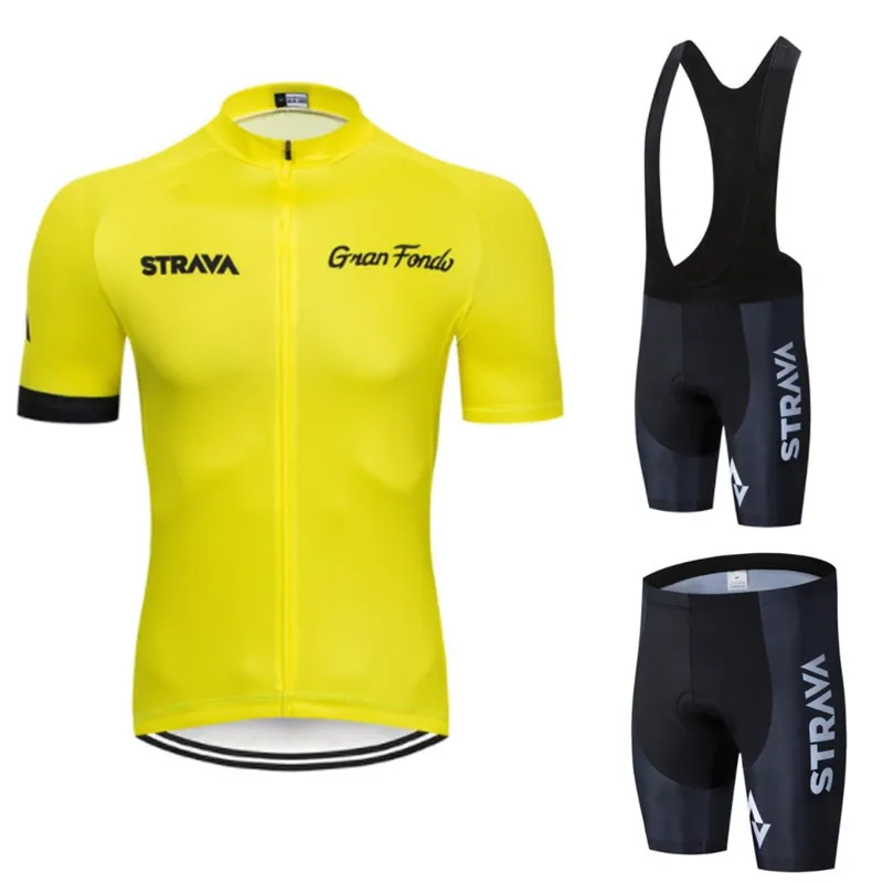 

STRAVA 2021 Pro Wielertrui set Neon Groene MTB Racing Fiets Kleding Zomer Mountain Fiets Kleding Fietsen Set fietskleding