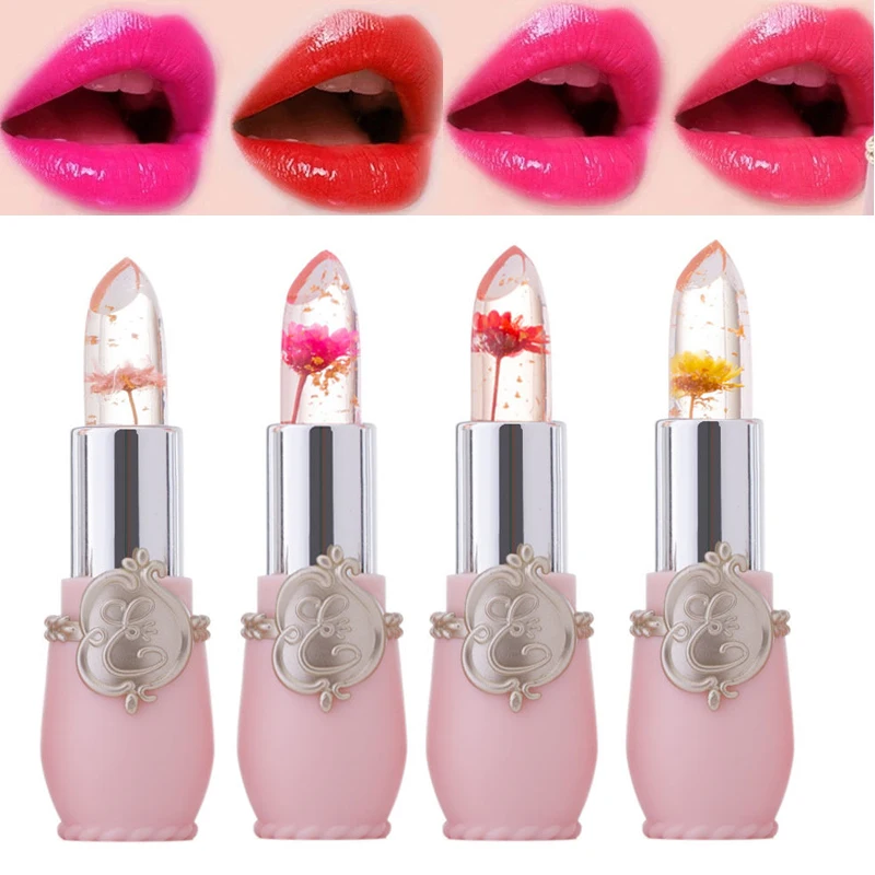 Crystal Jelly Lip Balm Lipstick Flower Temperature Color Changing Lip Balm Gloss Transparent Long Lasting Moisturizer Makeup HOT