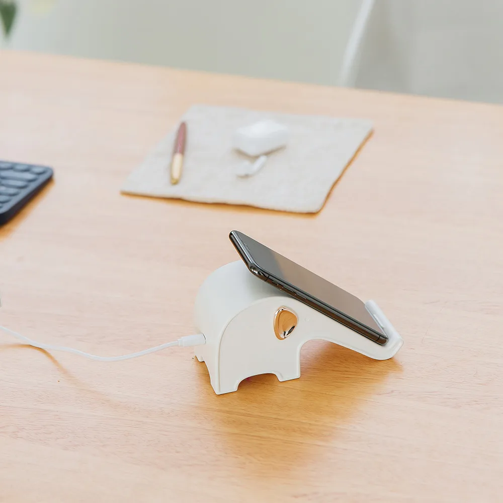 New 10W Elephant Shape Wireless Charging 2-Coil Qi charger Pad Stand BLACK and WHITE IY229 | Электроника