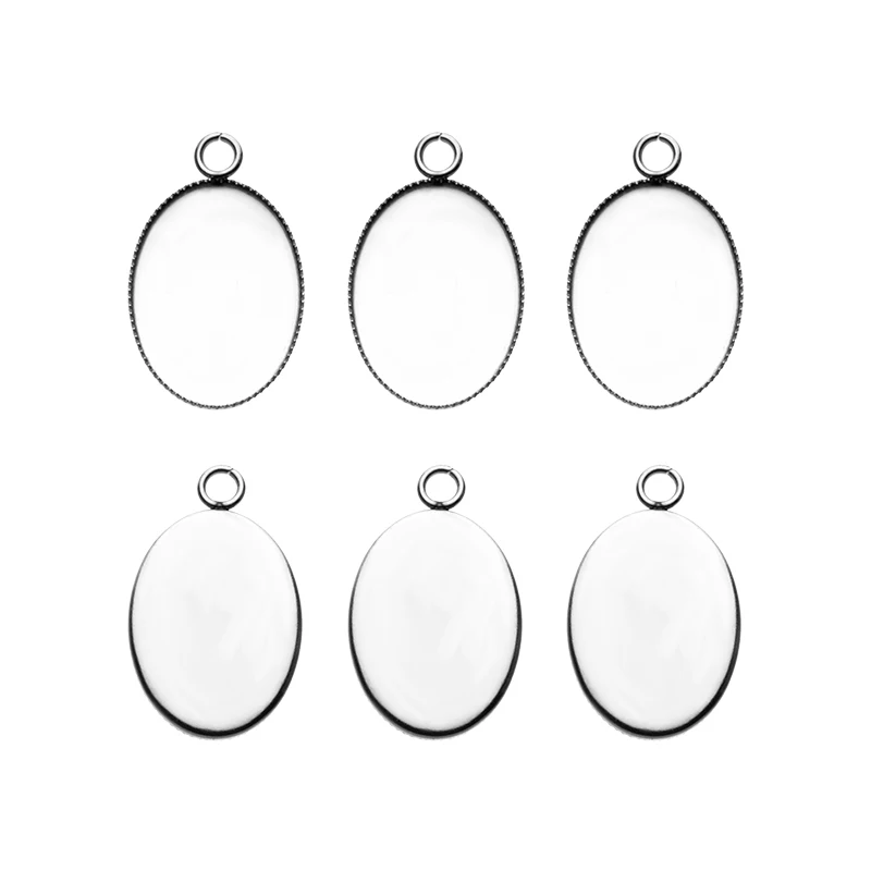 20pcs Stainless Steel 13x18/18x25mm Oval Blank Jagged Bezel Charms Pendant Cabochon Base For DIY Jewelry Making Accessories - купить по