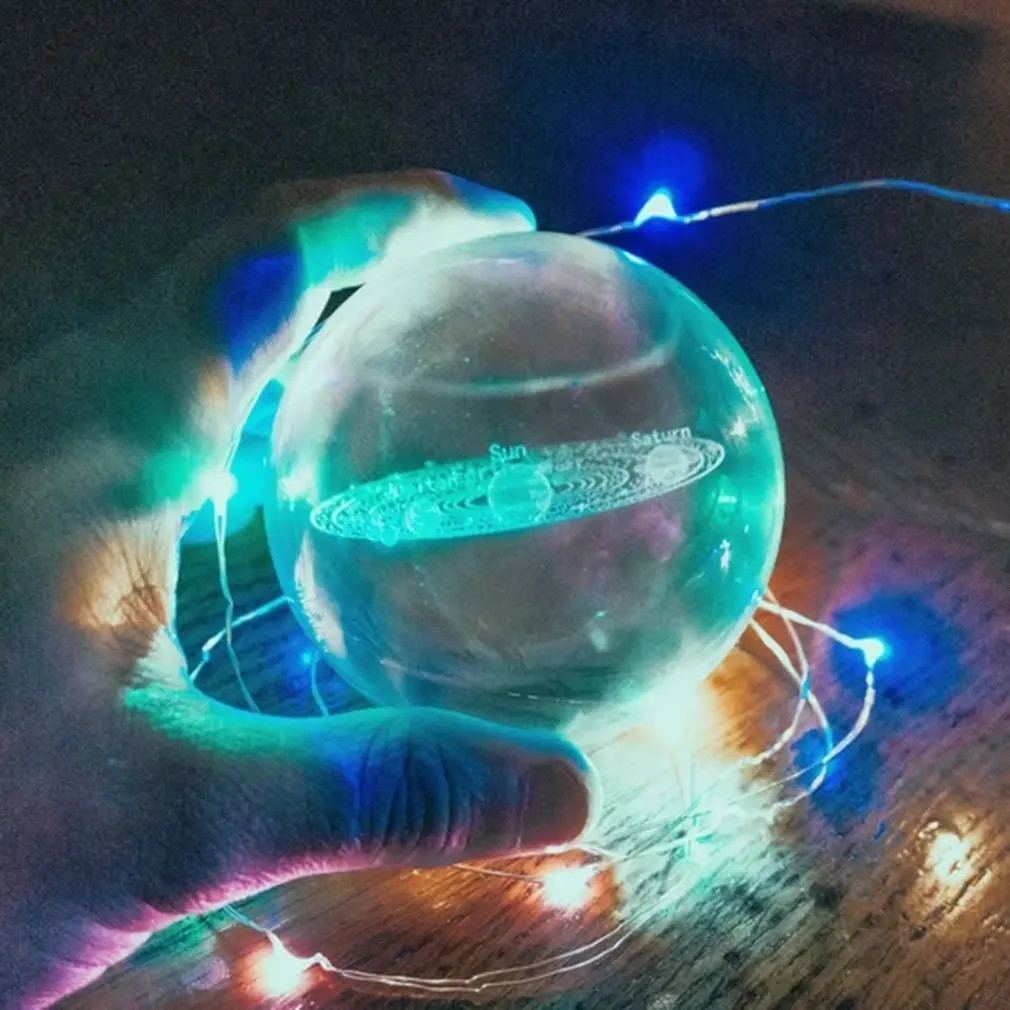 Миниатюрная модель планеты в виде кристаллического шара на солнечной батарее