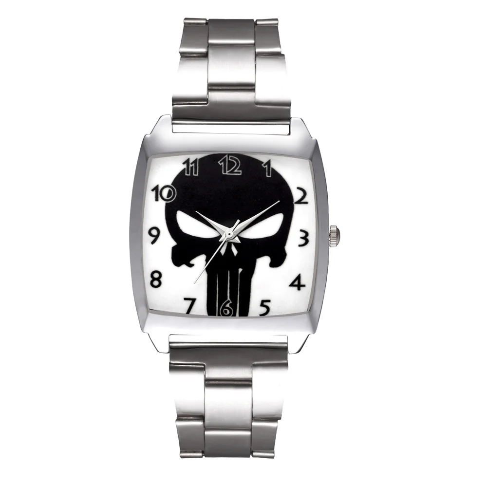 

Children's Cute Cartoon Square Skeleton Style Women Student Boy Girl Leather Steel Strap Quartz Wrist Watches JD03