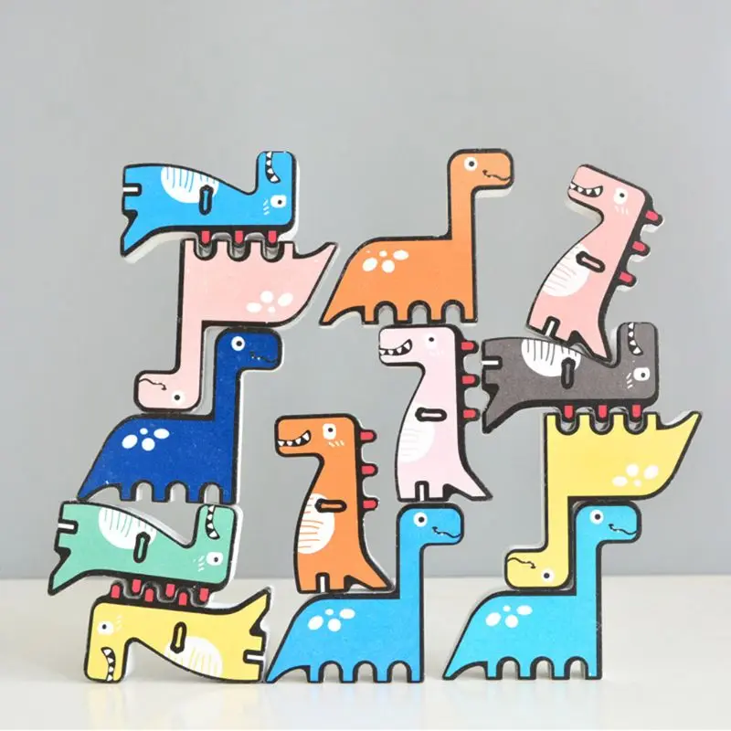 

11/13 Pcs Children Wooden Stacking Game Building Blocks Kids Creative Educational Toy