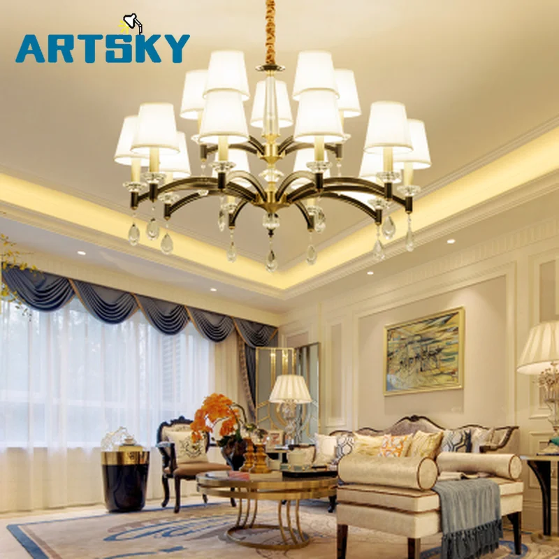 Простая бронзовая люстра в американском стиле для гостиной и уютные лампы