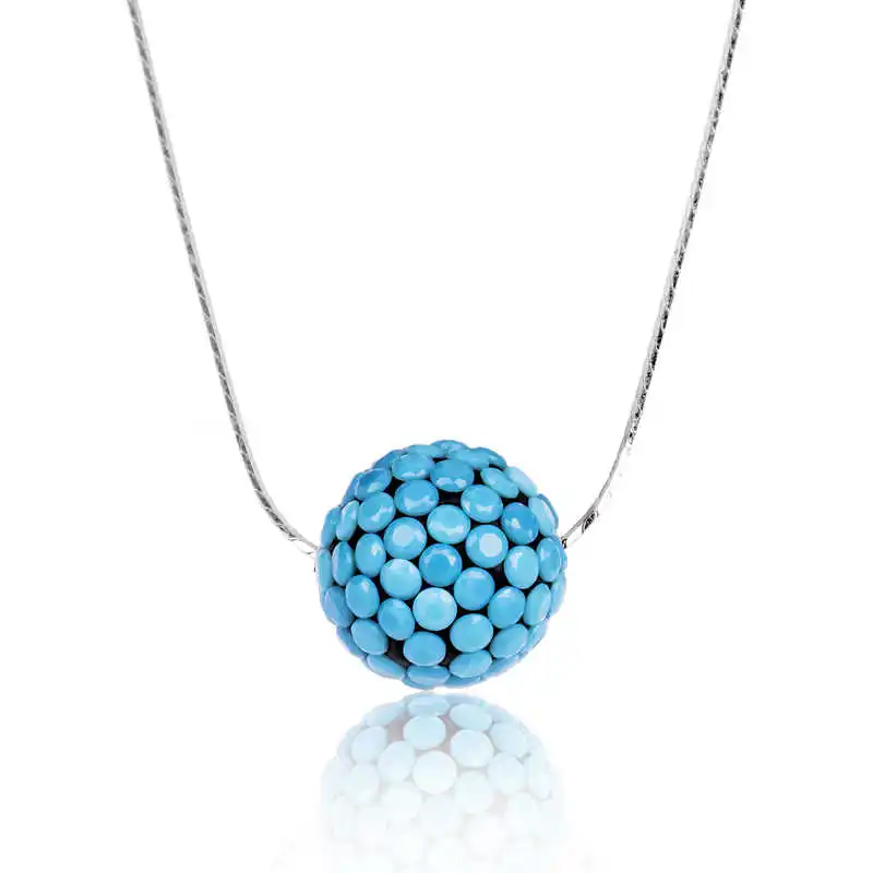 

Silverlina Silver Blue Stone Ball Lady Necklace