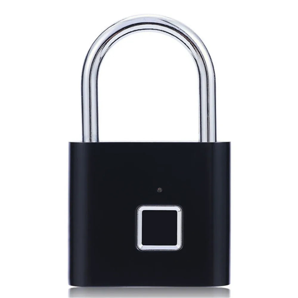 

Black Silver USB Rechargeable Door Smart Lock Fingerprint Padlock Quick Unlock Zinc Alloy Metal High Identify Security Lock