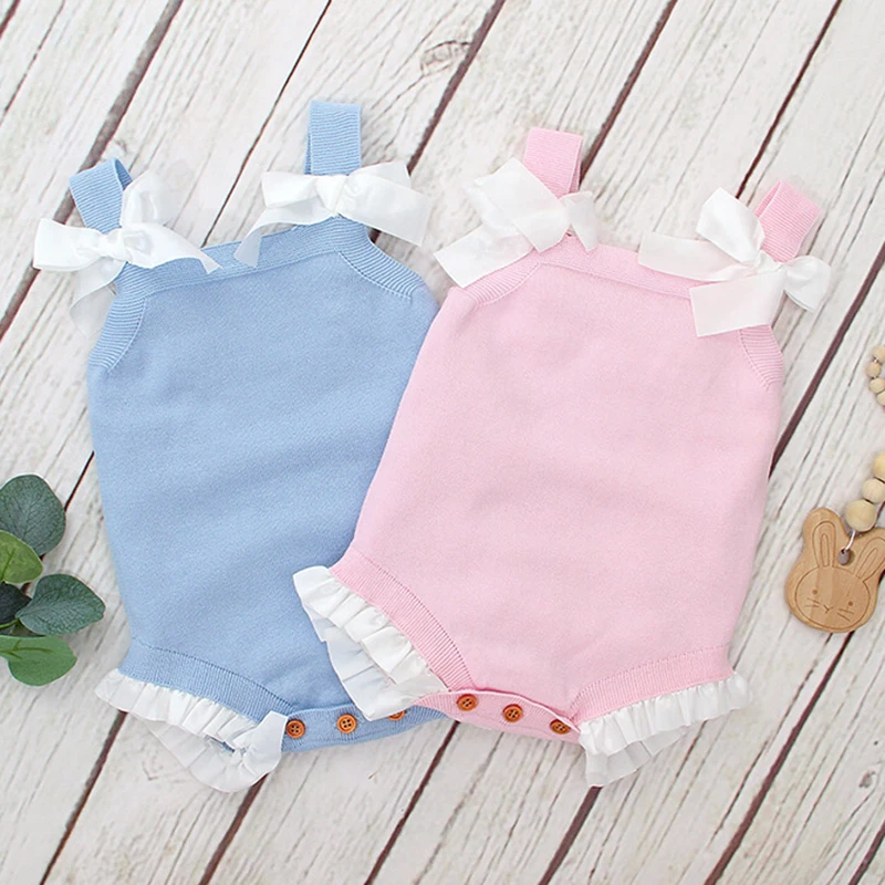 

Baby Girls Bowknot Rompers 2020 New Autumn Infant Baby Romper Newborn Baby Girl Clothes Knitting Lace Rompers